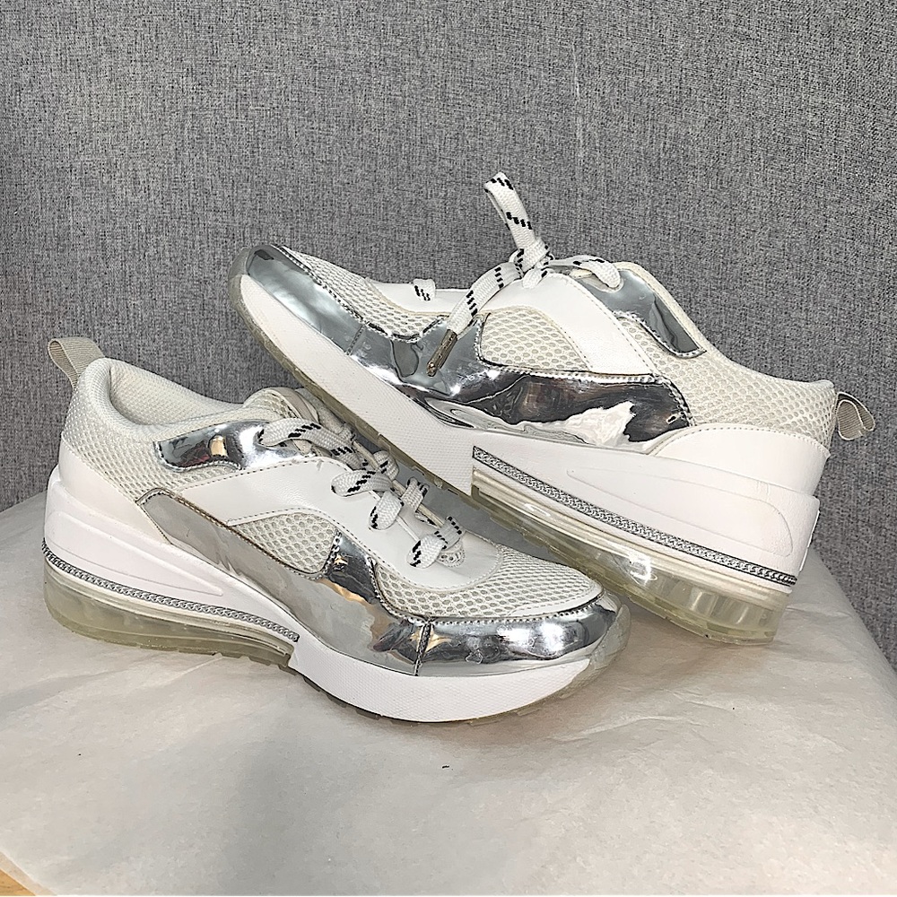 Bcbg generation weddi sneakers 7.5m silver white gn204812